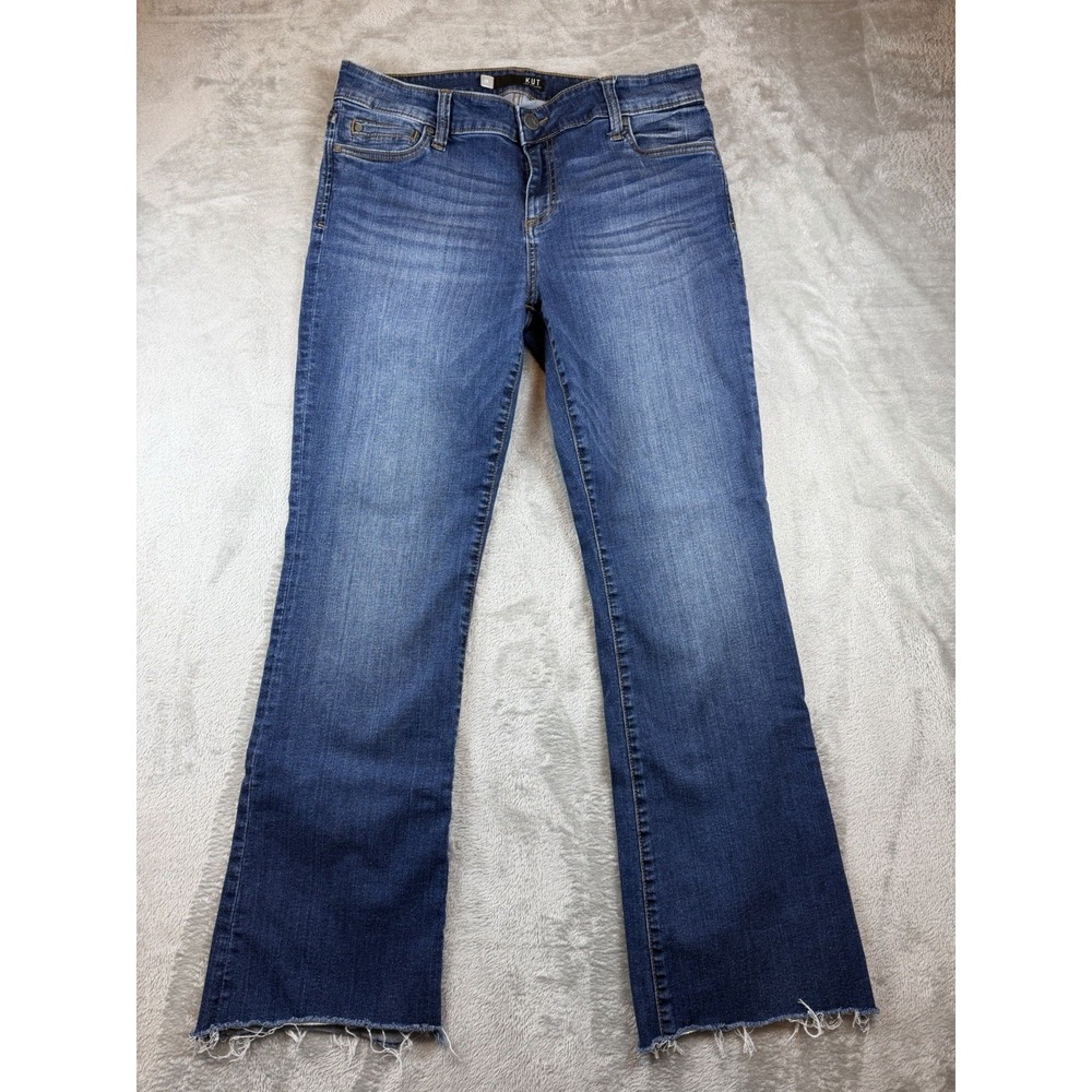 Kut From the Kloth Jeans Womens 12 Natalie Bootcut (35x31) Dark‎ Wash Raw Hem